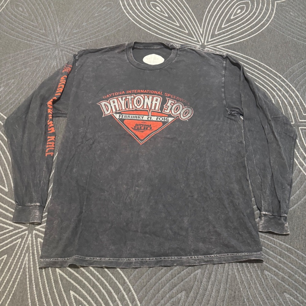 Vintage Daytona 500 XL 2016 International Speedway Graphic Y2K LS Shirt Black
